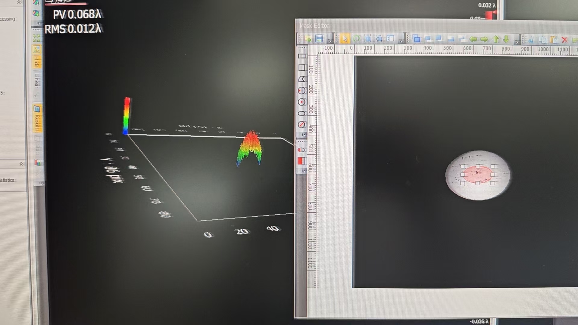 Post-coating interferometric surface-figure result for HPFS 7980 fused silica mirror sample B, PV 0.068 lambda and RMS 0.012 lambda